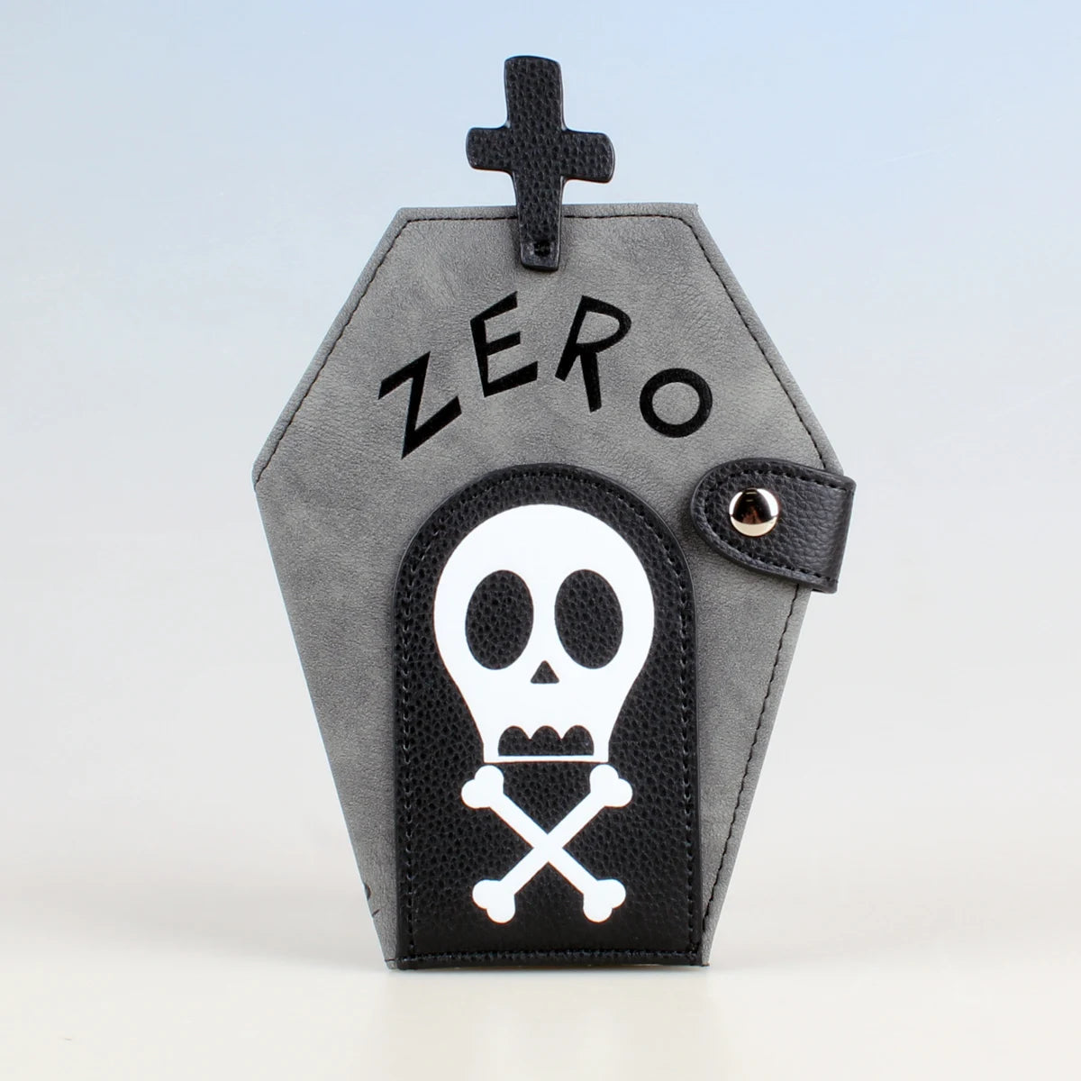 "Zero" Gothic Coffin Wallet | Spooky Skull & Crossbones Bifold Card Holder