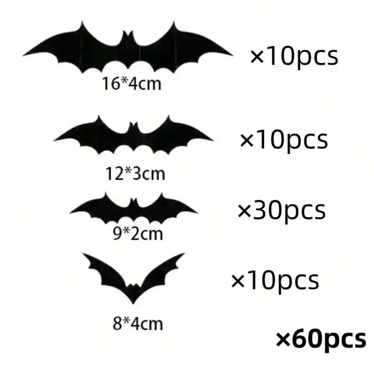 3D Bat Wall Decals (Large Multi-Pack) | Spooky Bat Swarm Halloween Decor