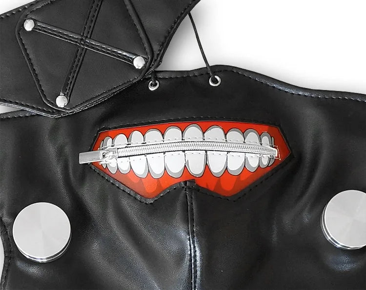 Anime Ghoul Cosplay Mask (Kaneki Ken Style) | 3D Synthetic Leather Zipper Mask