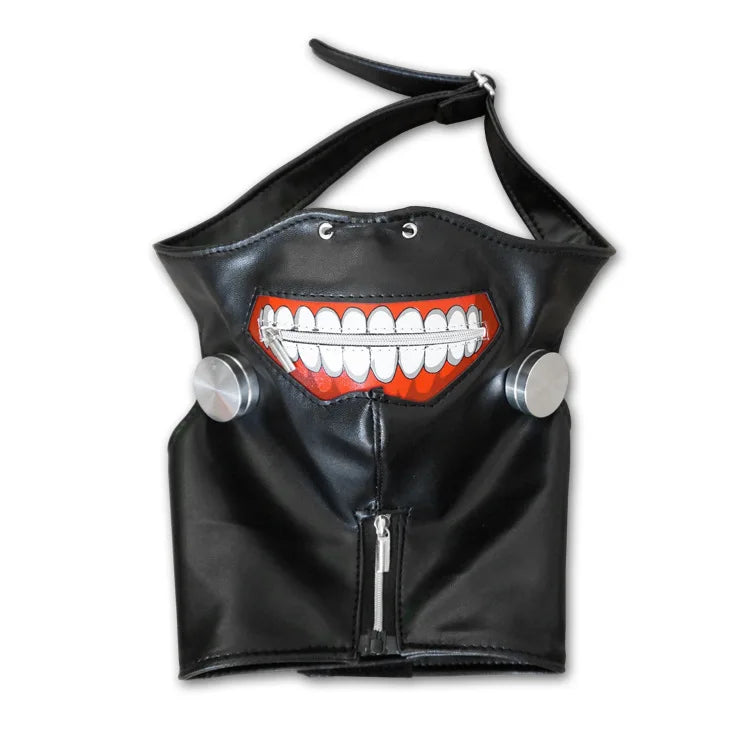 Anime Ghoul Cosplay Mask (Kaneki Ken Style) | 3D Synthetic Leather Zipper Mask