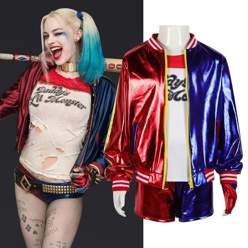 Harley Quinn Costume Set | 3-Piece Outfit (Jacket, Shirt, Shorts)
