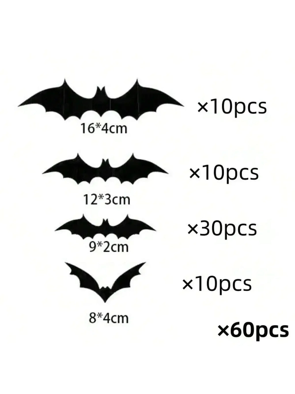3D Bat Wall Decals (Large Multi-Pack) | Spooky Bat Swarm Halloween Decor