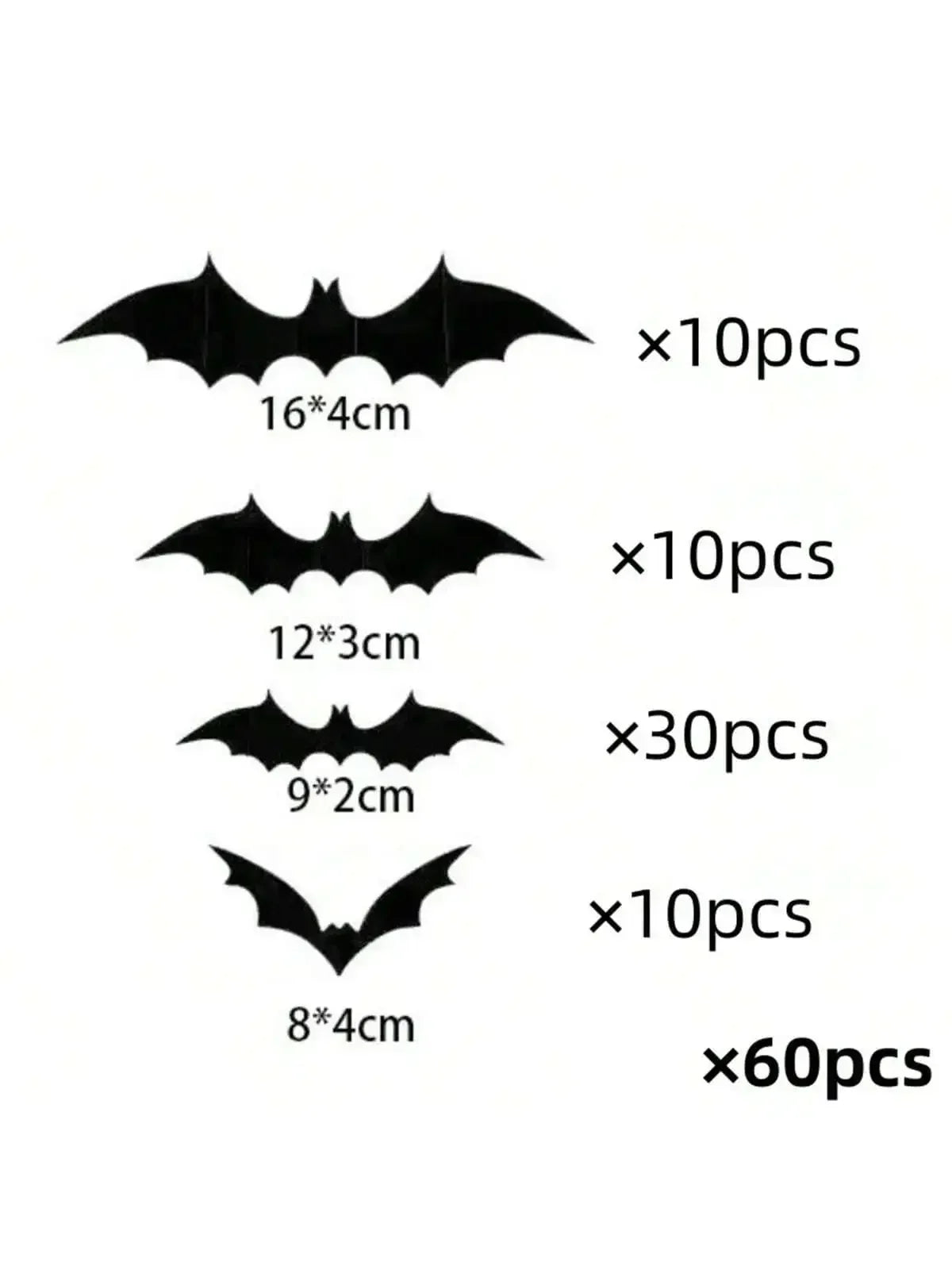 3D Bat Wall Decals (Large Multi-Pack) | Spooky Bat Swarm Halloween Decor