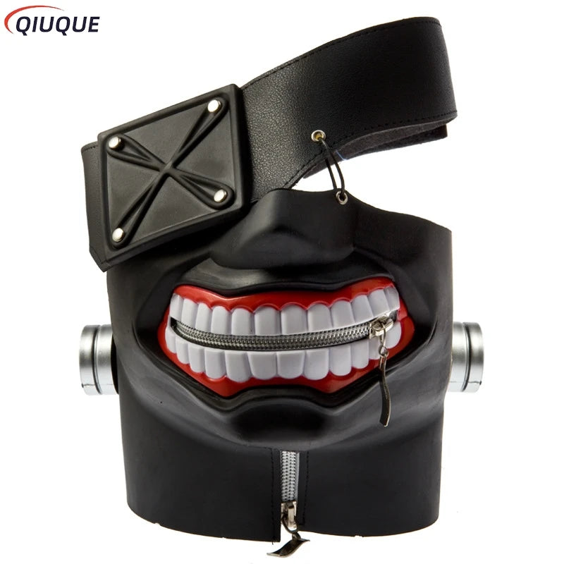 Anime Ghoul Cosplay Mask (Kaneki Ken Style) | 3D Synthetic Leather Zipper Mask