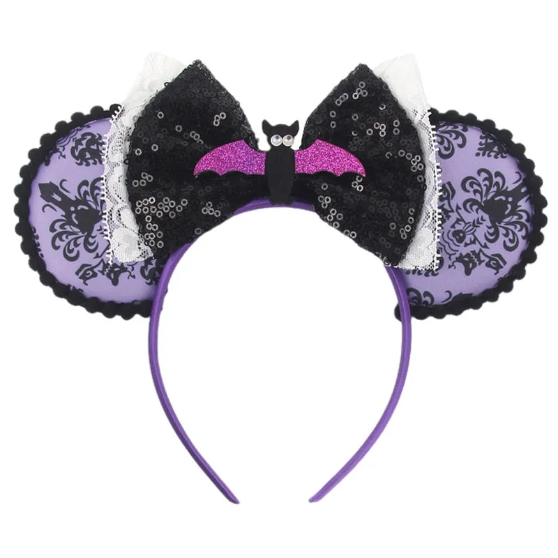 Halloween Mouse Ears Headband | Spooky Theme Park Style Assortment (Bat, Witch, Pumpkin) | Cute Halloween Accessories