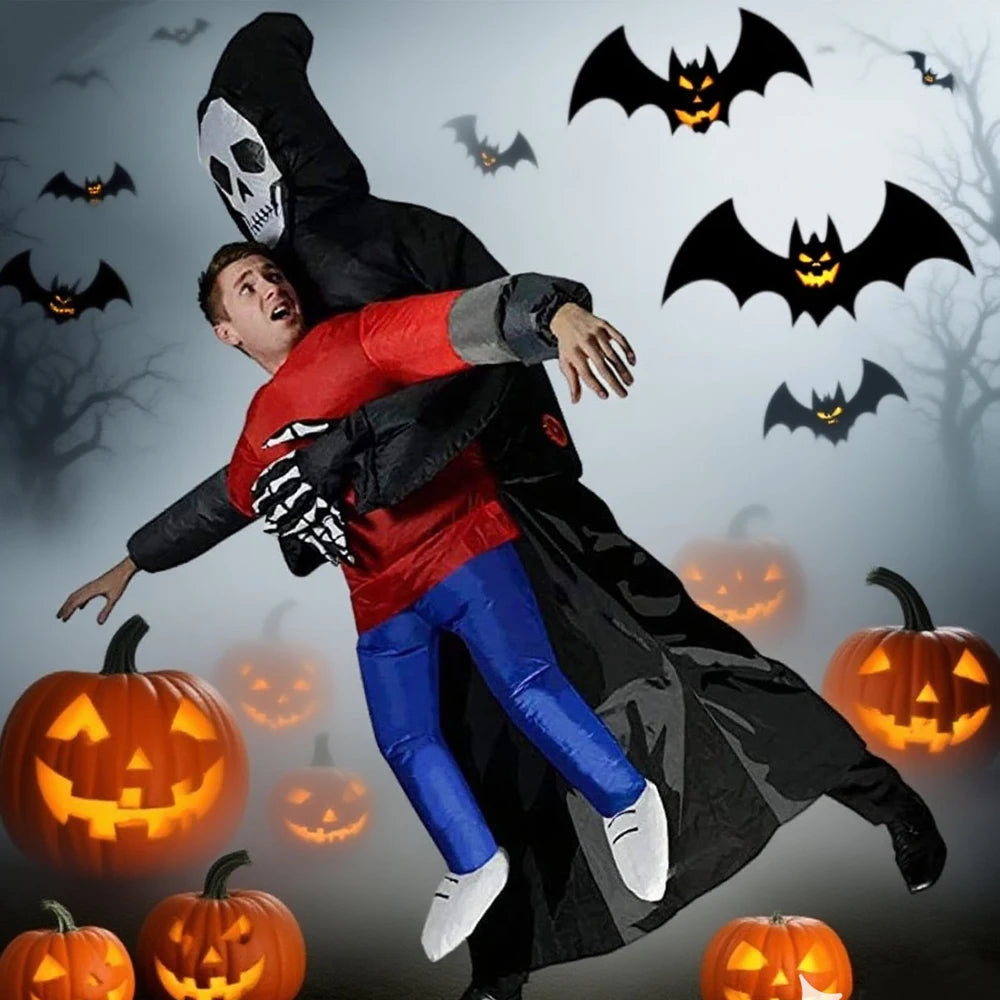 Inflatable Grim Reaper Abduction Costume | Funny "Carried By" Adult Blow-Up Halloween Suit