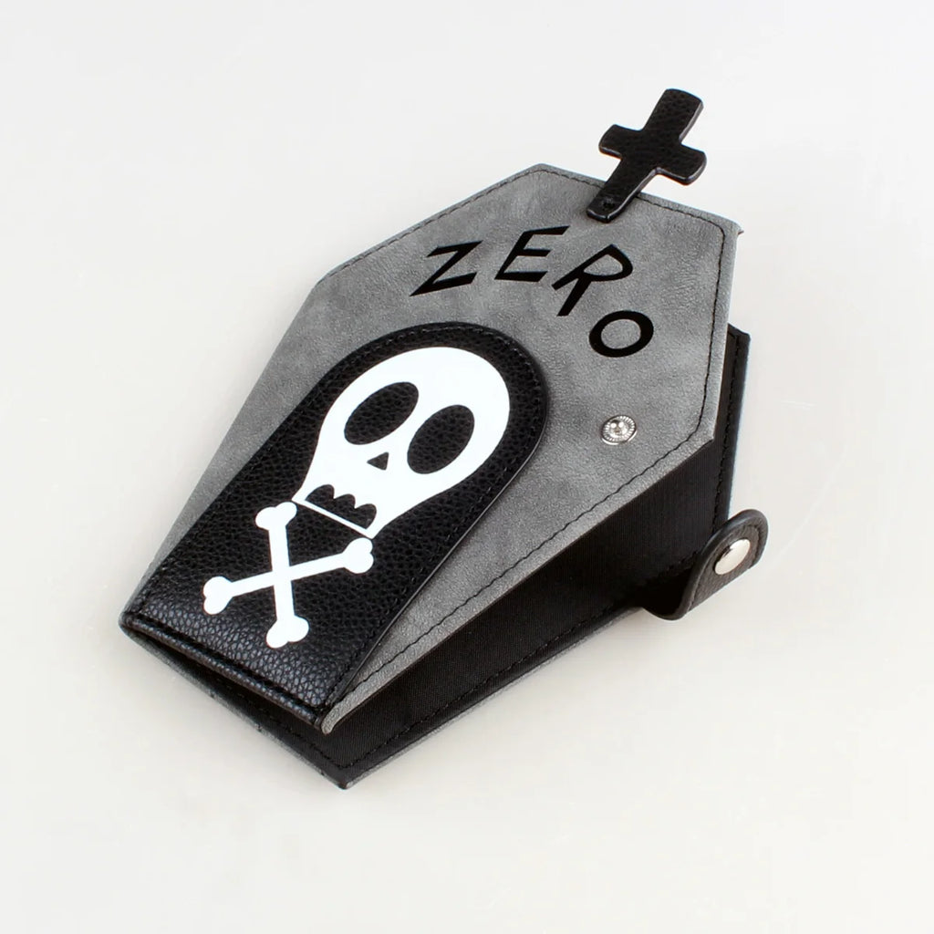 "Zero" Gothic Coffin Wallet | Spooky Skull & Crossbones Bifold Card Holder