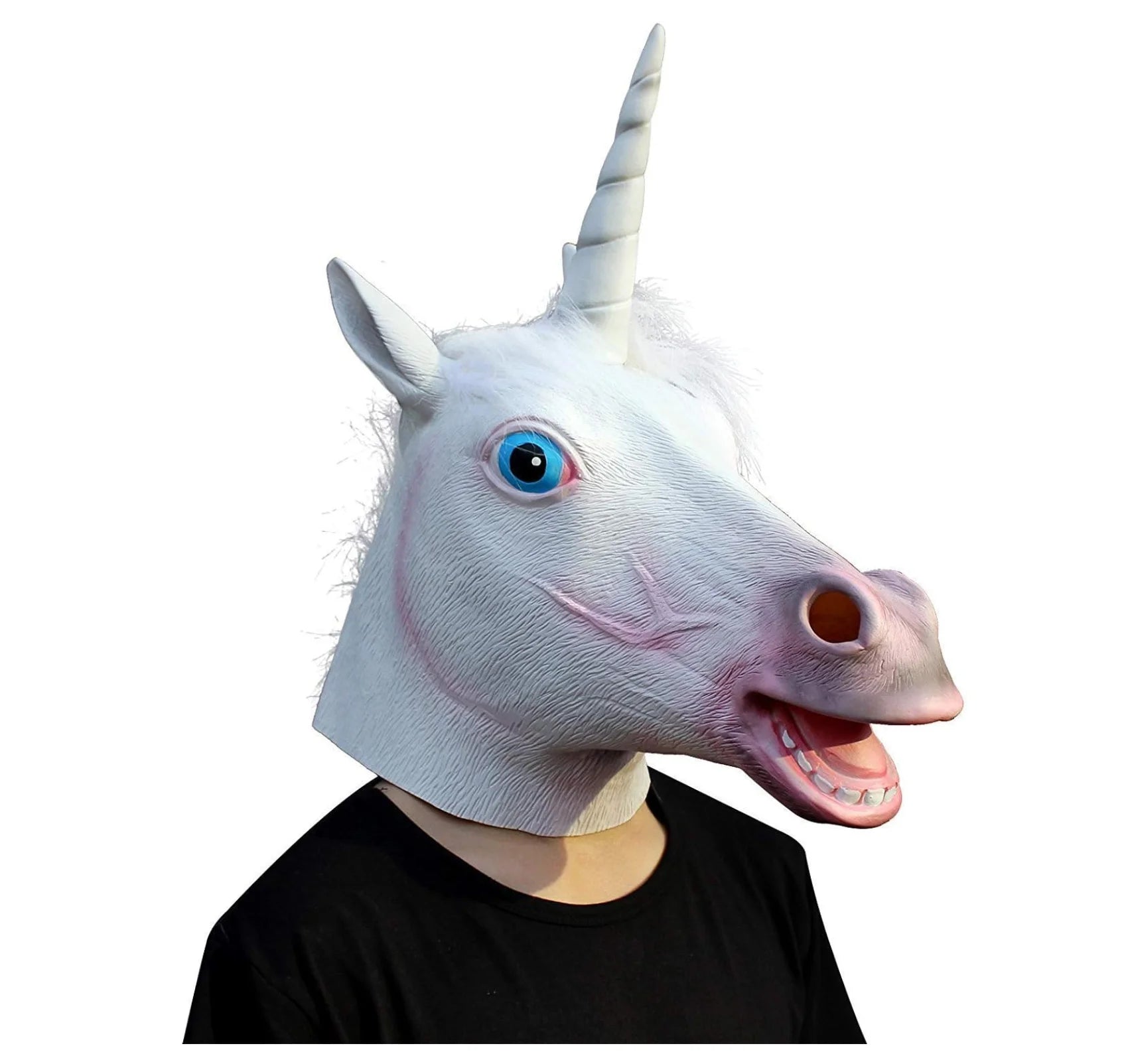 Creepy Unicorn Head Mask | Funny Full Head Latex/Rubber Meme Costume (Adult)