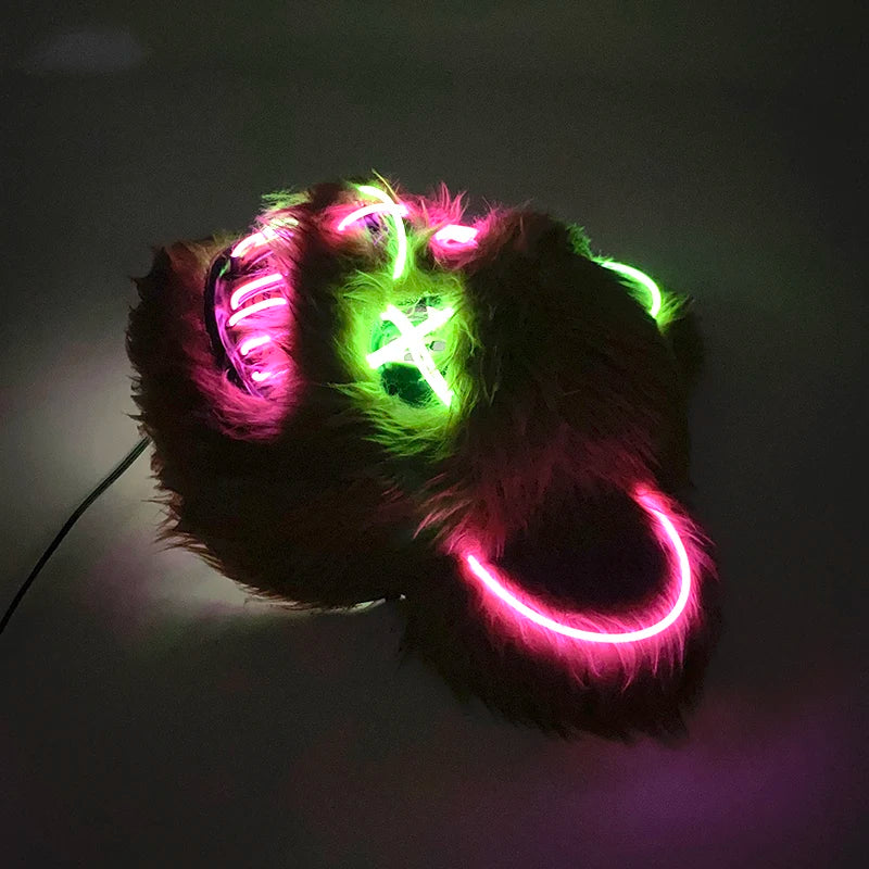 Scary LED Light-Up Halloween Mask | Creepy Rabbit &amp; Bloody Bear Styles | 3-Mode EL Wire Purge Mask