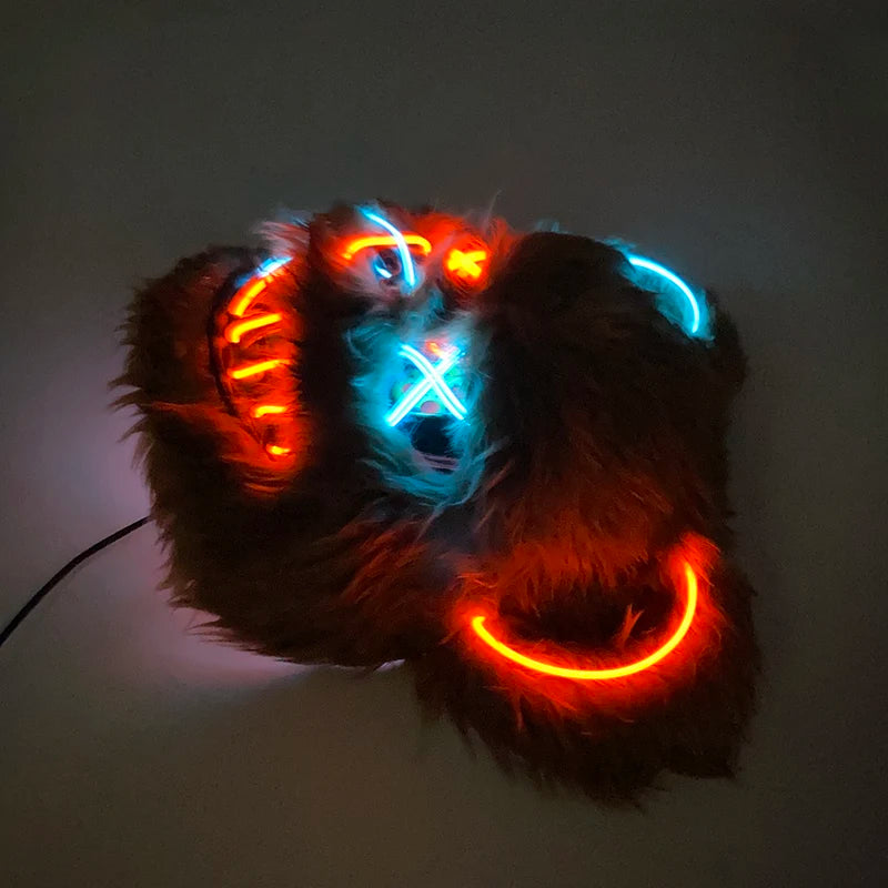 Scary LED Light-Up Halloween Mask | Creepy Rabbit &amp; Bloody Bear Styles | 3-Mode EL Wire Purge Mask