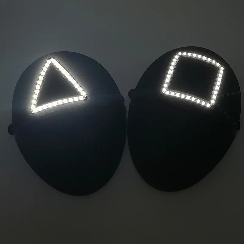 Glow in the Dark Guard Mask (4-Mode) | Triangle, Square, or Circle EL Wire Cosplay Mask