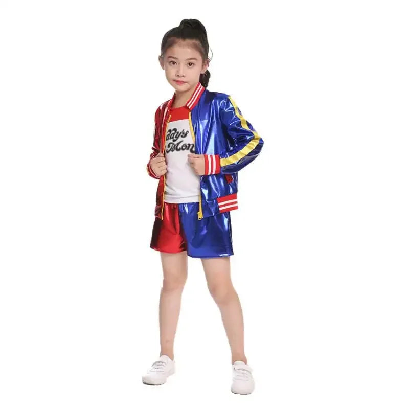 Girls Harley Villain Quinn Costume Components | Jacket, Shorts, Shirt & Accessories (Items Sold Separately) | Costume Halloween Enfant Fille