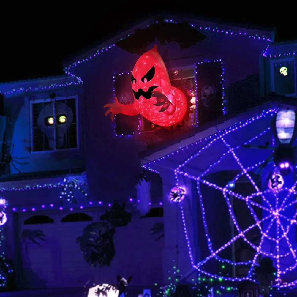 4.6ft Inflatable Scary Red Ghost | Window Hanging Blow-Up Halloween Decoration