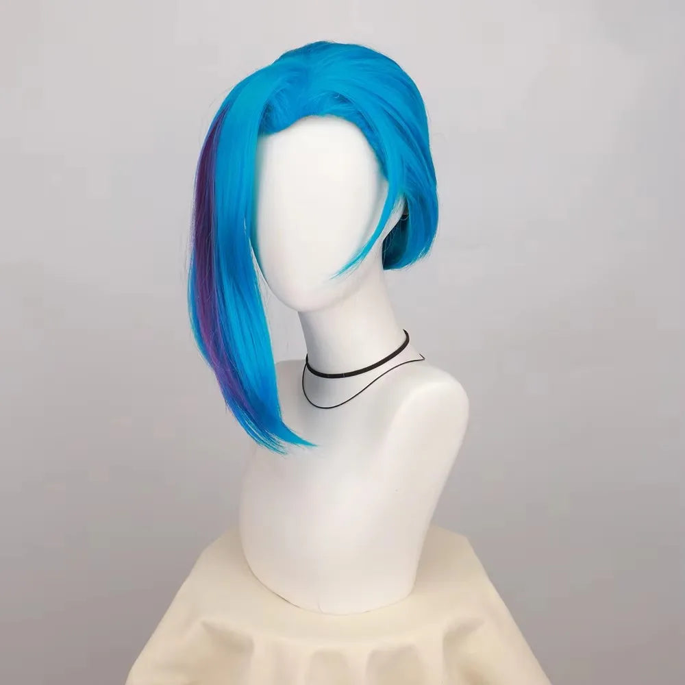 LOL Jinx Cosplay Wig Long Braided Blue | The Loose Cannon Wig with Blue Braid | Hair Anime Wigs