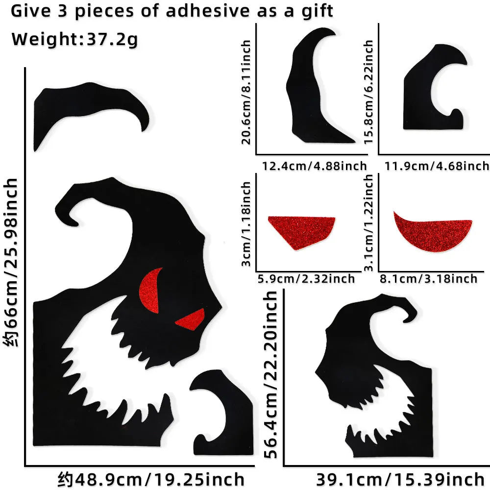 Spooky Monster Window Silhouette with Glowing Eyes