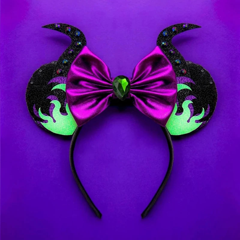 Halloween Mouse Ears Headband | Spooky Theme Park Style Assortment (Bat, Witch, Pumpkin) | Cute Halloween Accessories