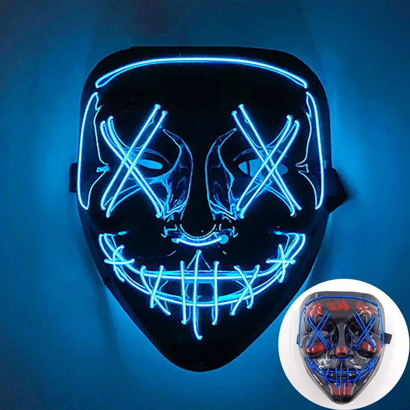 Glow in the Dark Guard Mask (4-Mode) | Triangle, Square, or Circle EL Wire Cosplay Mask