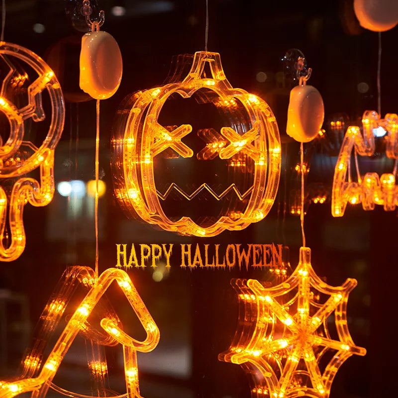 Halloween LED Window Silhouette Lights | Spooky Hanging Decoration (Pumpkin, Spider, Skull Styles) | Halloween Decor