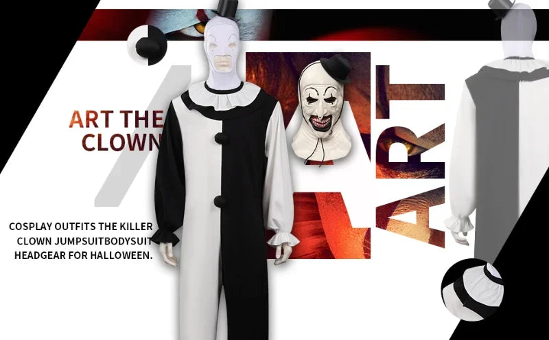 Terrifier "Art the Clown" Costume & Mask | Scary Movie Horror Cosplay (Items Sold Separately)