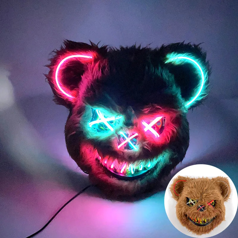 Glow in the Dark Guard Mask (4-Mode) | Triangle, Square, or Circle EL Wire Cosplay Mask