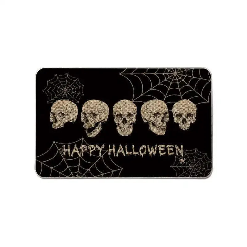 "Rock On" Skeleton Welcome Mat | Funny Halloween Floor Mat | Soft Flannel with Non-Slip Backing