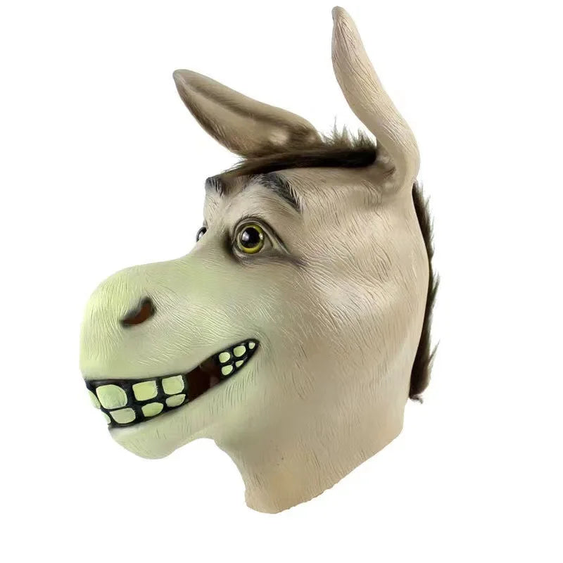 Funny Talking Donkey Mask | Full Head Latex Shrek Ogre's Friend Meme Costume (Adult)