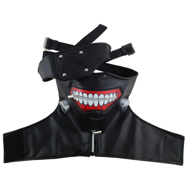 Anime Ghoul Cosplay Mask (Kaneki Ken Style) | 3D Synthetic Leather Zipper Mask