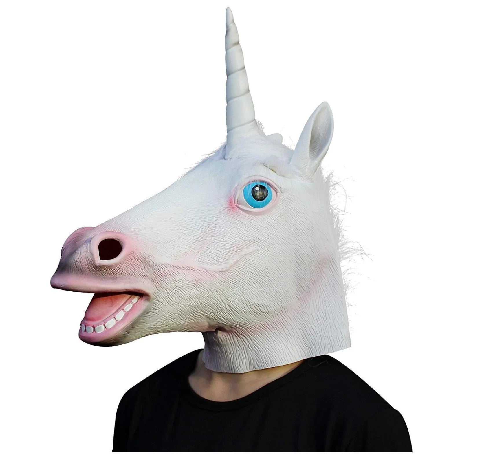 Creepy Unicorn Head Mask | Funny Full Head Latex/Rubber Meme Costume (Adult)