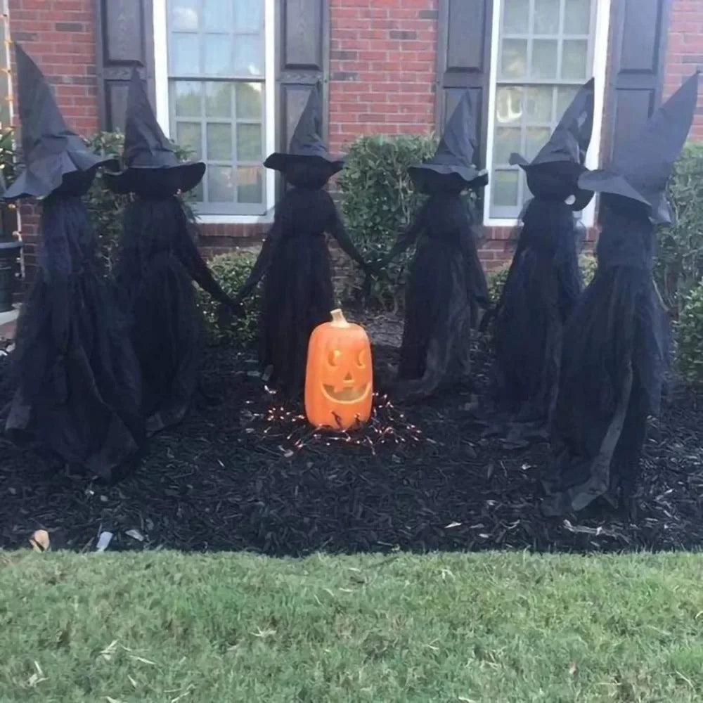 Sound-Activated Light-Up Witches | Holding Hands Outdoor Yard Decor