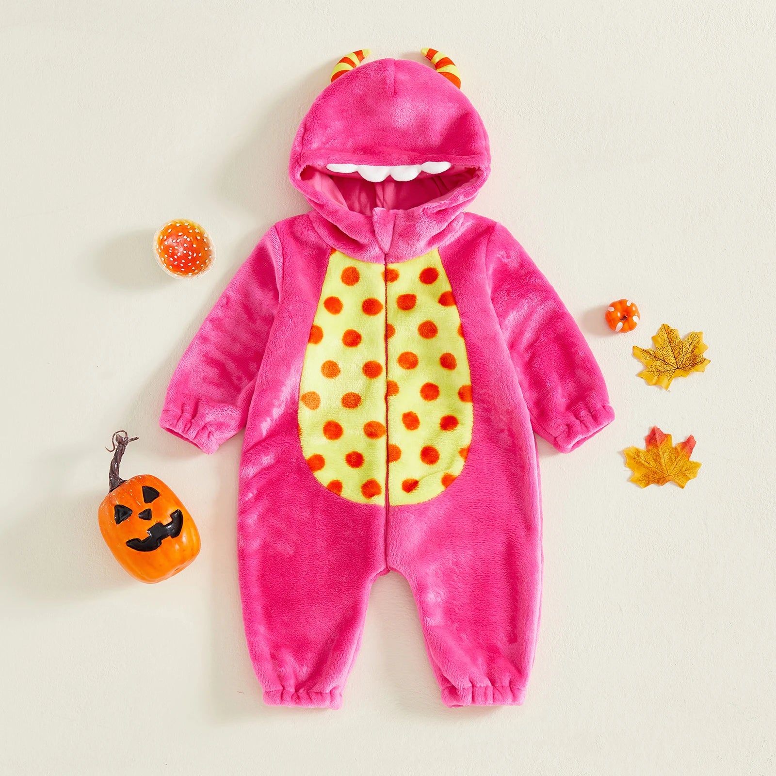 Monstrously Cute! Cozy Pink & Blue Monster Costume Romper - Infant Halloween Costume