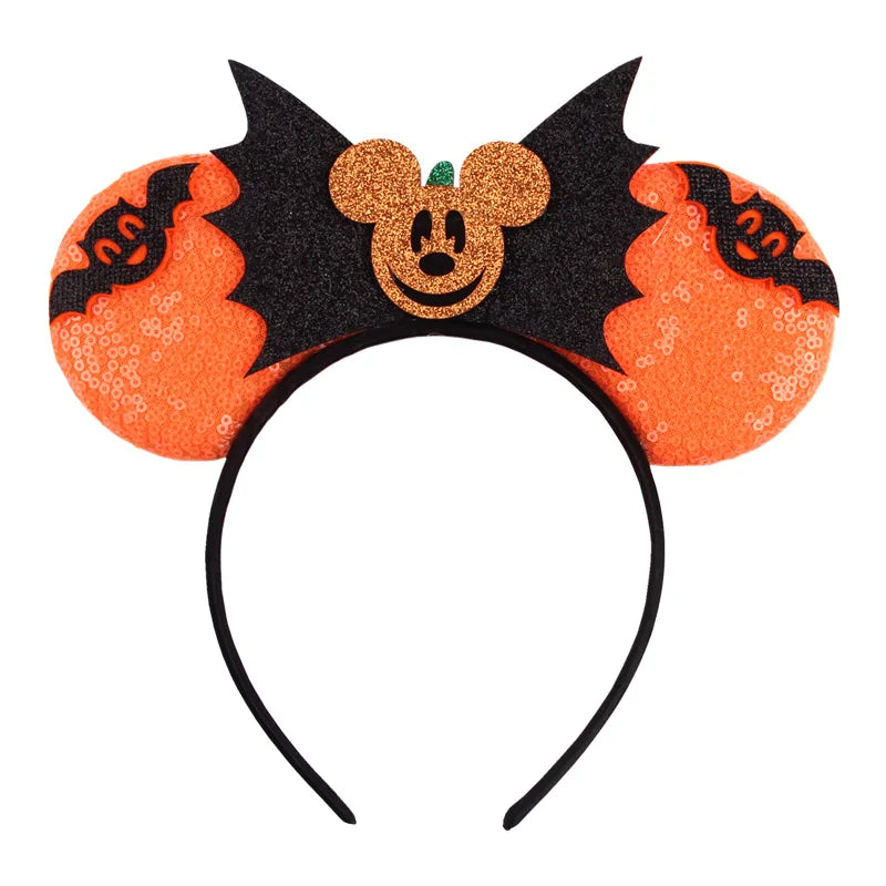 Halloween Mouse Ears Headband | Spooky Theme Park Style Assortment (Bat, Witch, Pumpkin) | Cute Halloween Accessories