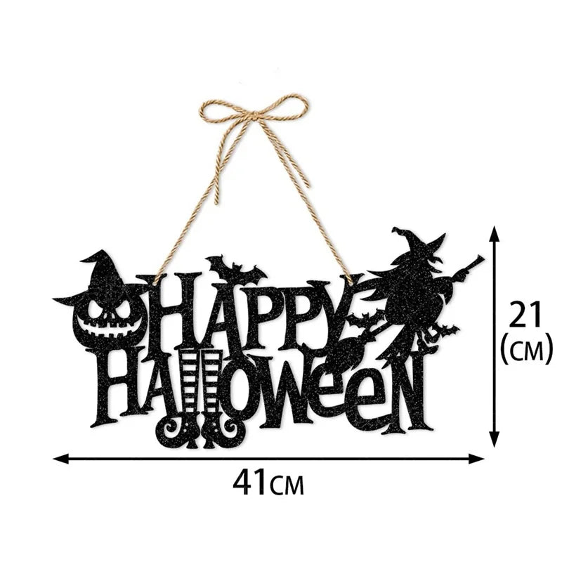 Cute Bat & Pumpkin "Trick or Treat" Hanging Door Sign | Cartoon Halloween Decor
