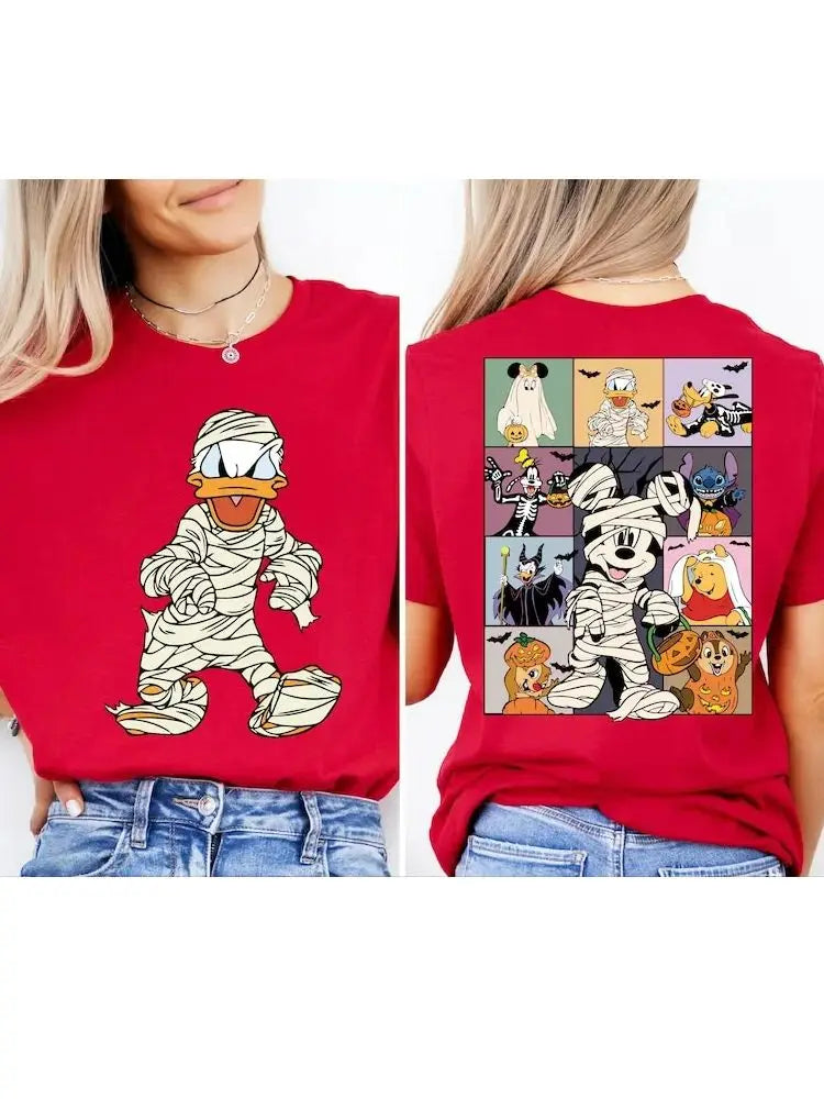Disney Halloween Costume Tee | 2-Sided Print | Mummy Minnie (Front) & Mickey Character Grid (Back)