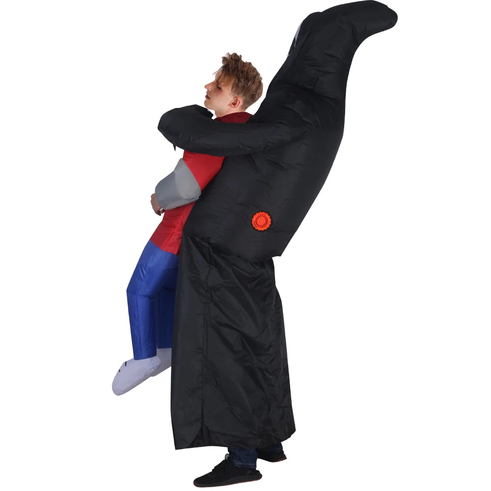 Inflatable Grim Reaper Abduction Costume | Funny "Carried By" Adult Blow-Up Halloween Suit