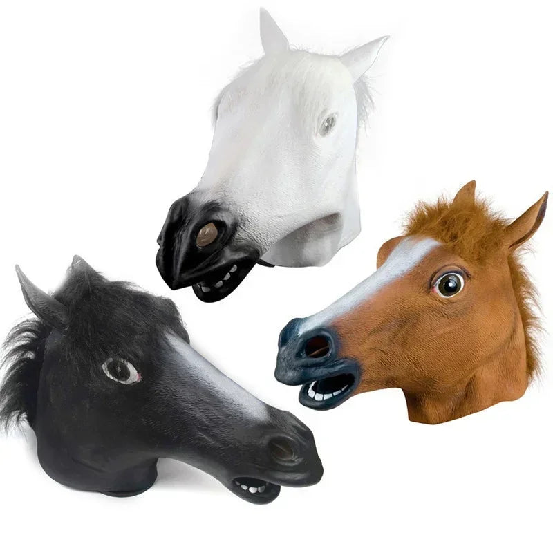Classic Horse Head Mask | Funny Full Head Vinyl Meme Costume (Adult)