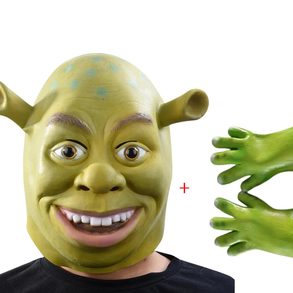 Iconic Green Shrek Ogre Full Head Mask | Funny & Scary Silicone Meme Costume (Adult)