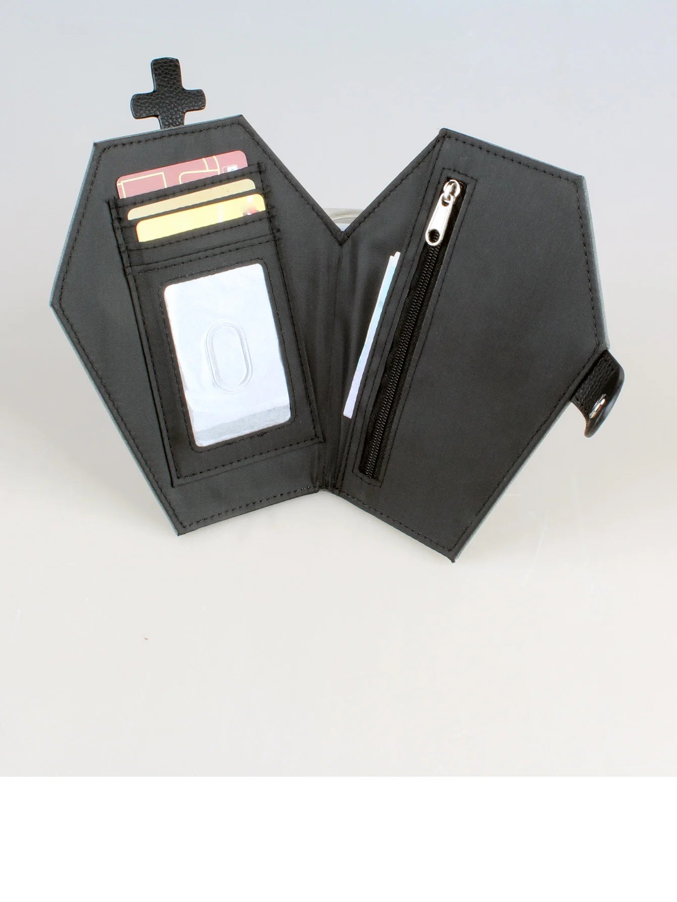 "Zero" Gothic Coffin Wallet | Spooky Skull & Crossbones Bifold Card Holder