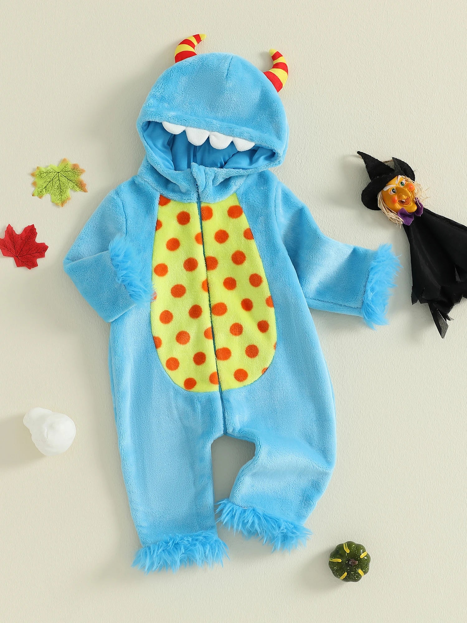 Monstrously Cute! Cozy Pink & Blue Monster Costume Romper - Infant Halloween Costume