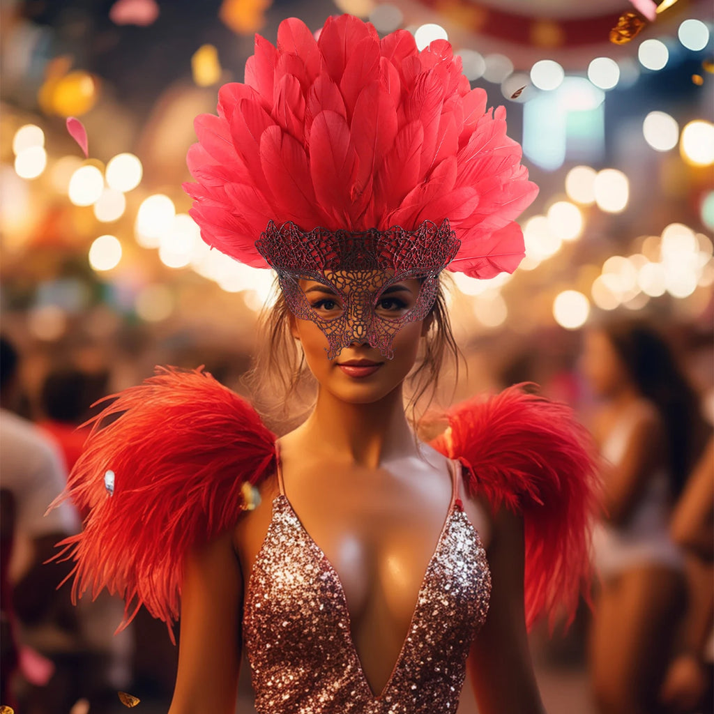 Vibrant Feather Headdress | Showgirl & Masquerade Ball Headpiece | Adult Costume Accessory