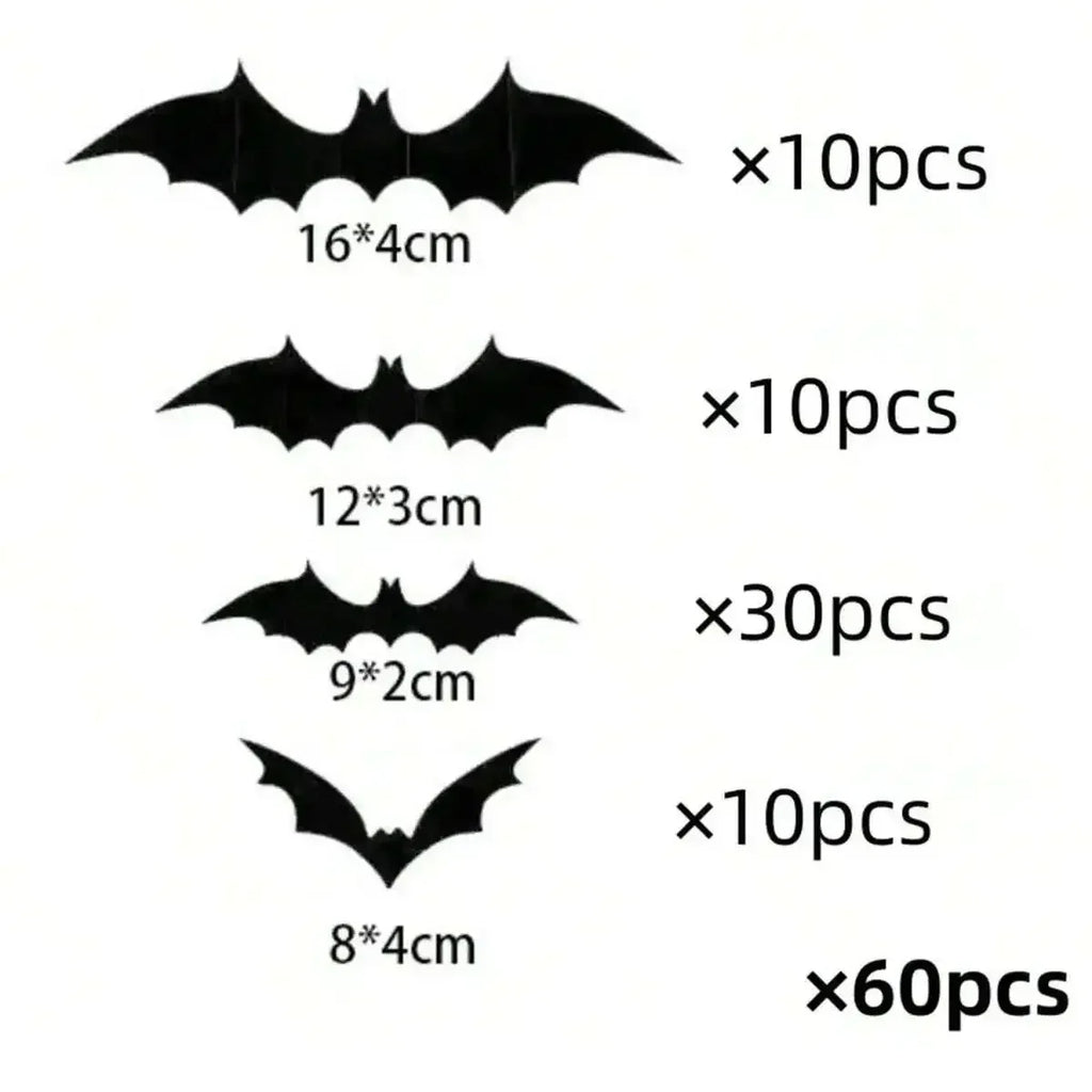 3D Bat Wall Decals (Large Multi-Pack) | Spooky Bat Swarm Halloween Decor
