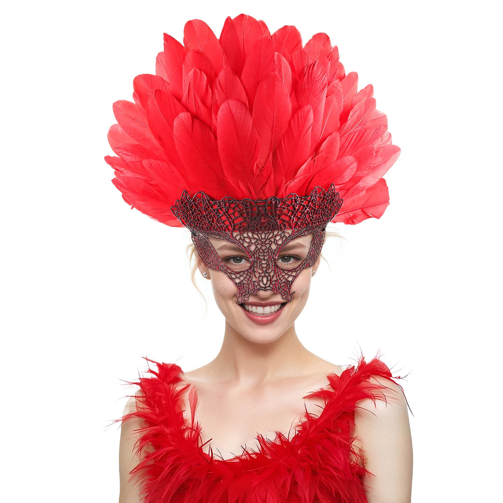 Vibrant Feather Headdress | Showgirl & Masquerade Ball Headpiece | Adult Costume Accessory