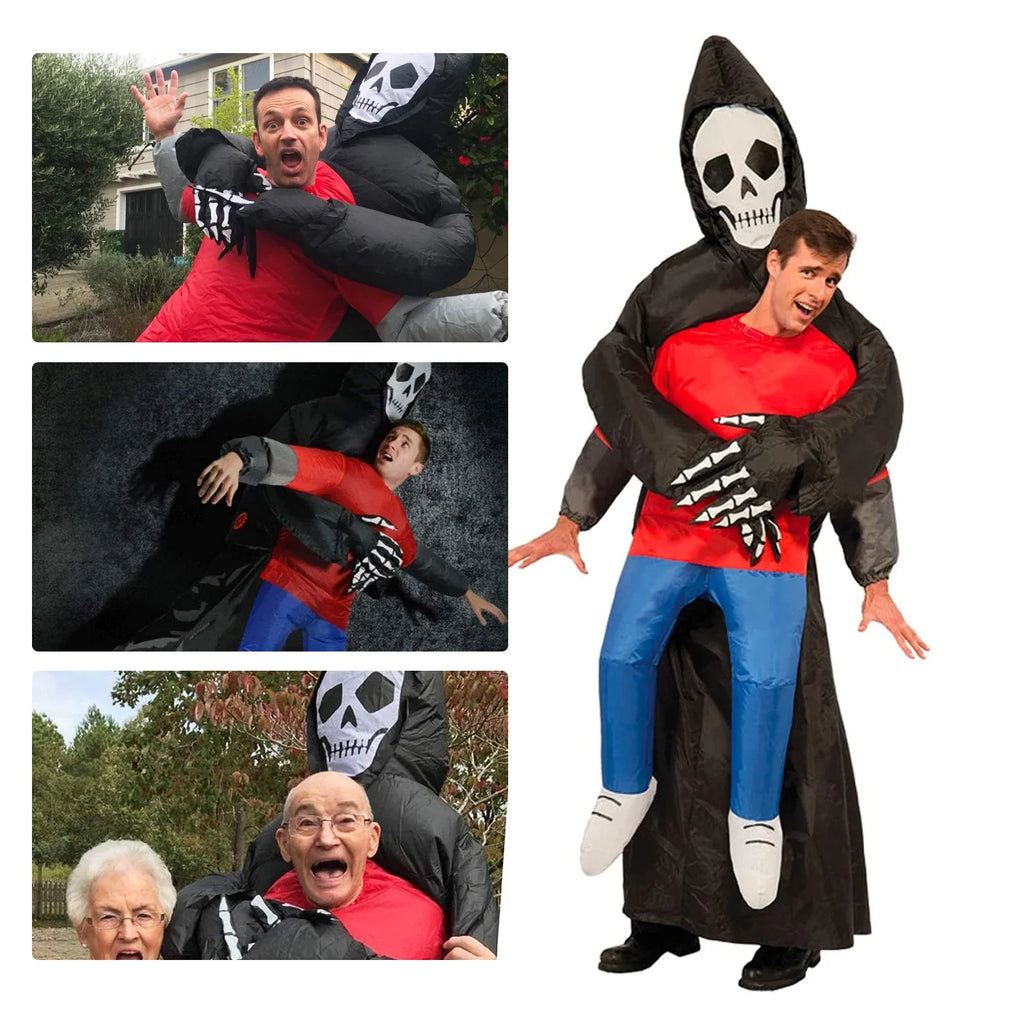 Inflatable Grim Reaper Abduction Costume | Funny "Carried By" Adult Blow-Up Halloween Suit