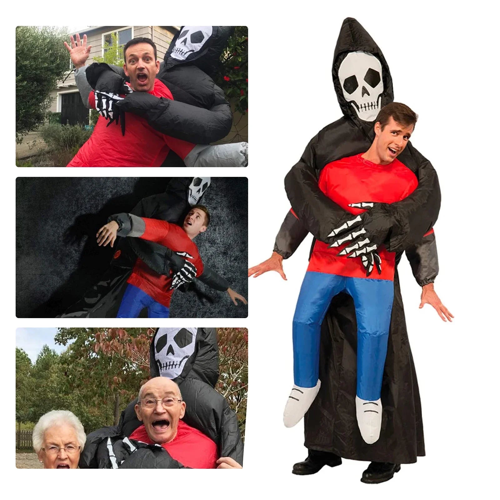 Inflatable Grim Reaper Abduction Costume | Funny "Carried By" Adult Blow-Up Halloween Suit