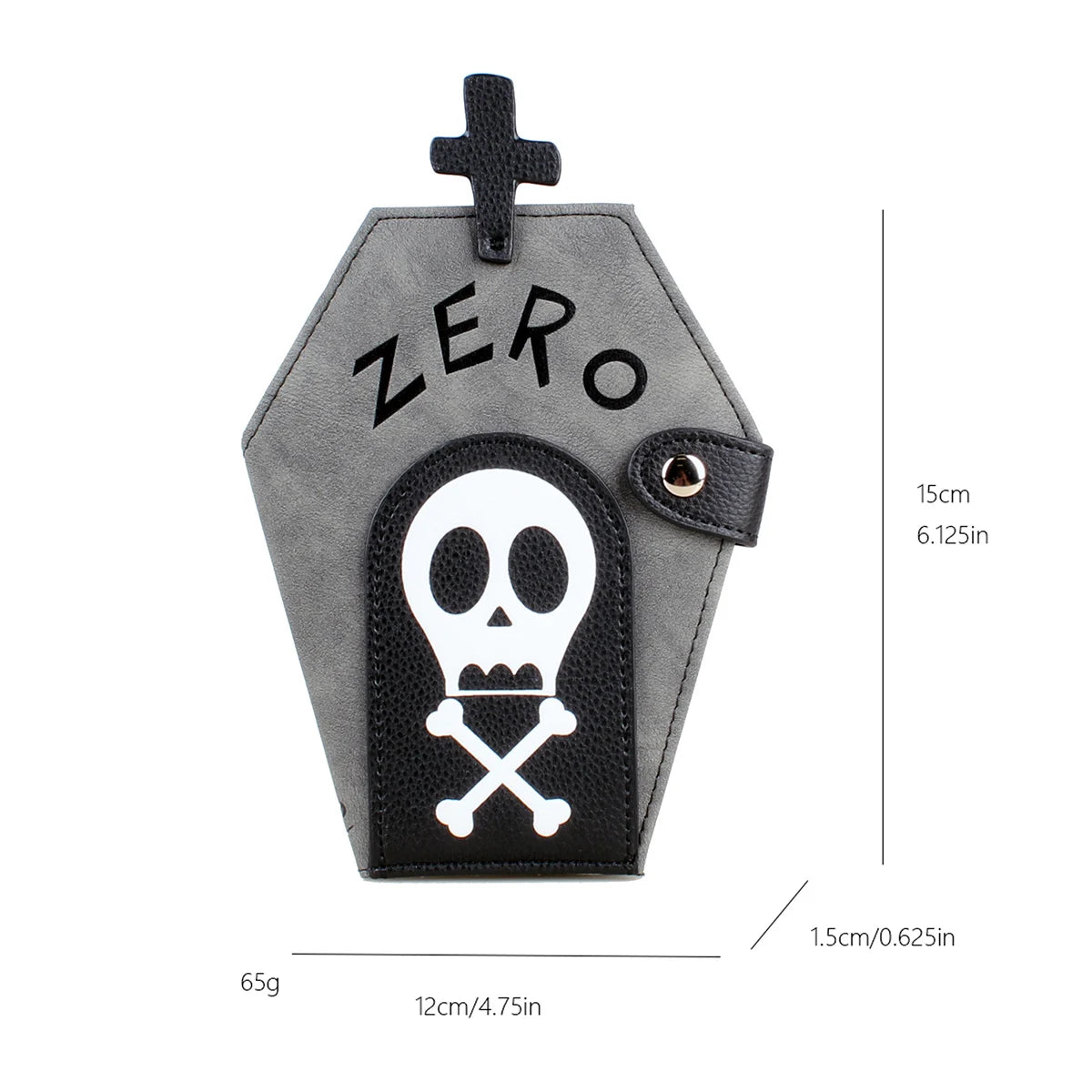 "Zero" Gothic Coffin Wallet | Spooky Skull & Crossbones Bifold Card Holder