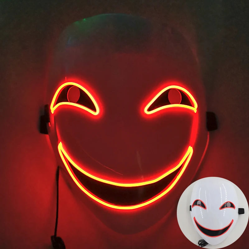 Glow in the Dark Guard Mask (4-Mode) | Triangle, Square, or Circle EL Wire Cosplay Mask
