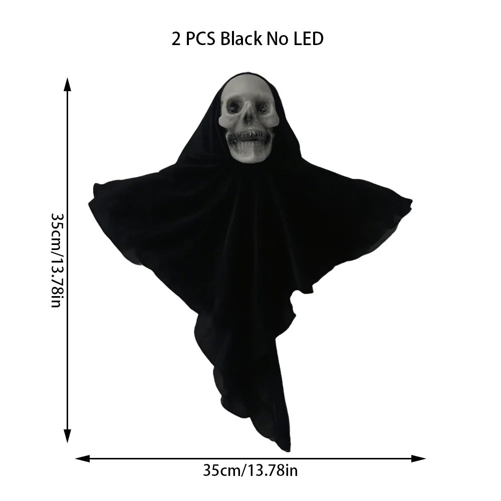 Hanging Skulls with Glowing Red Eyes (2-Pack