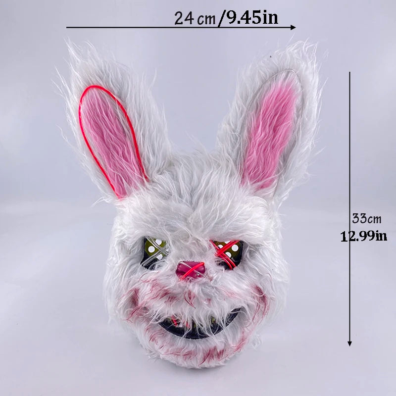 Scary LED Light-Up Halloween Mask | Creepy Rabbit &amp; Bloody Bear Styles | 3-Mode EL Wire Purge Mask
