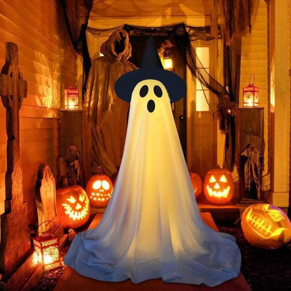 Large Light-Up Ghost with Witch Hat