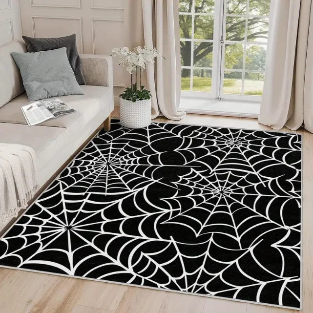 Spooky Haunted House & Pumpkin Area Rug | Non-Slip Halloween Decor for Living Room & Outdoor Use