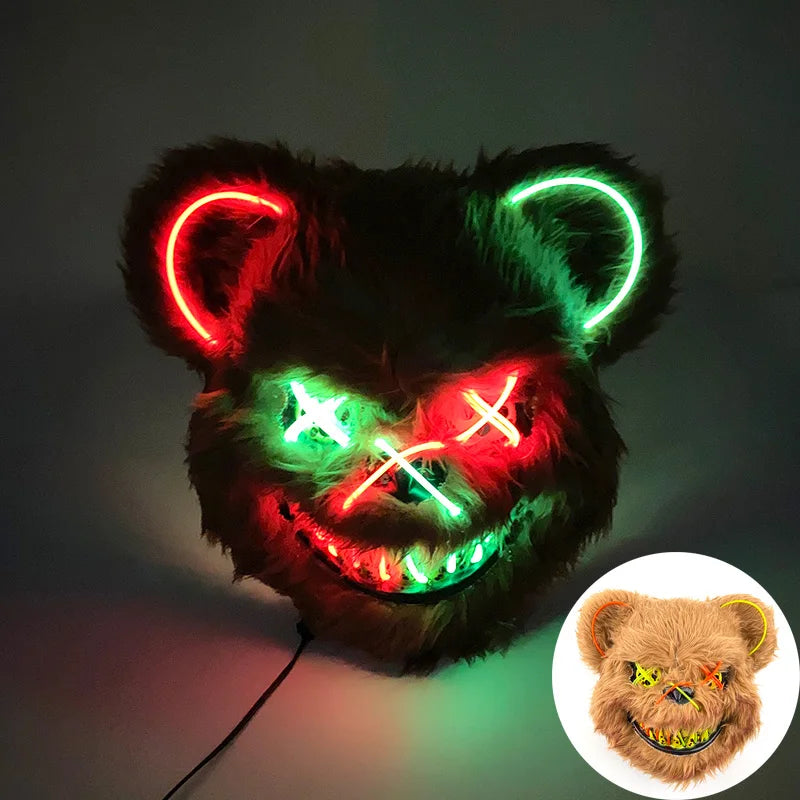 Glow in the Dark Guard Mask (4-Mode) | Triangle, Square, or Circle EL Wire Cosplay Mask